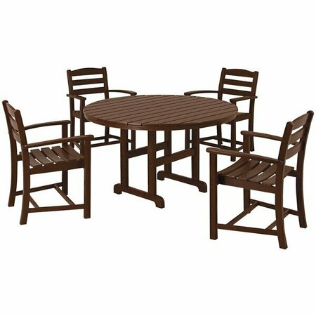 POLYWOOD La Casa Cafe 5-Piece Mahogany Dining Set with 4 Arm Chairs 633PWS1321MA